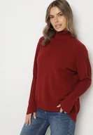 Swetry damskie - Bordowy Klasyczny Golf z Dodatkiem Kaszmiru Zoirmosa - miniaturka - grafika 1