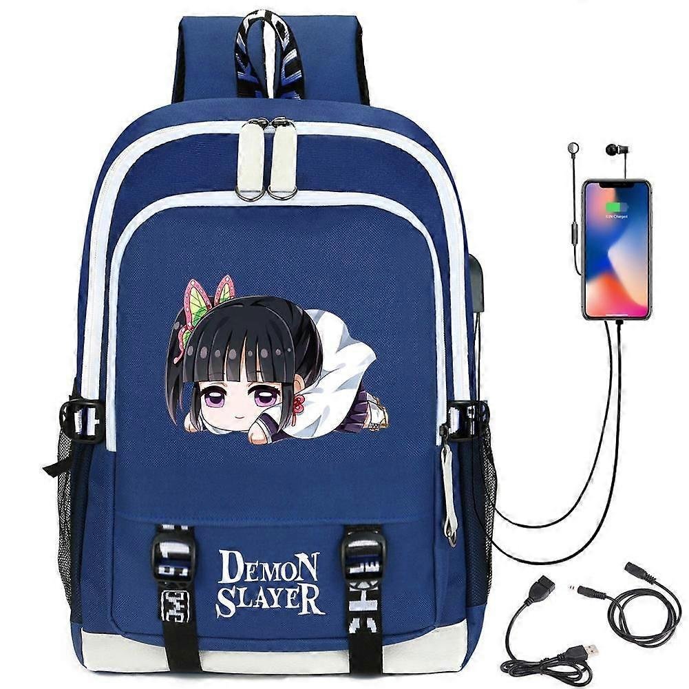 Plecak Demon Slayer Kochou Shinobu Plecak Rengoku Kyoujurou z portem ładowania USB Torba na książki dla chłopców Dziewczęta Szkoła Mochila 12