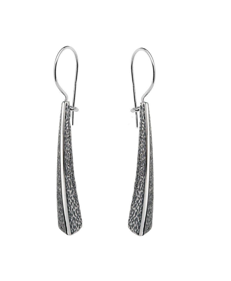Srebrne kolczyki 925 długie oksydowane z wzorem