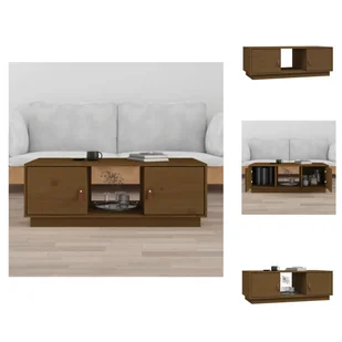 vidaXL Stolik kawowy miodowy brąz 100x50x35 cm lite drewno sosnowe - Stoliki kawowe - Ławy i stoliki kawowe - miniaturka - grafika 1