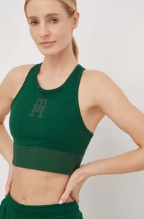 Tommy Hilfiger biustonosz sportowy kolor zielony - Bielizna sportowa damska - miniaturka - grafika 1