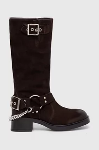 Steve Madden kozaki nubukowe Beau-C kolor brązowy na płaskim obcasie SM11003094 - Kozaki damskie - miniaturka - grafika 1