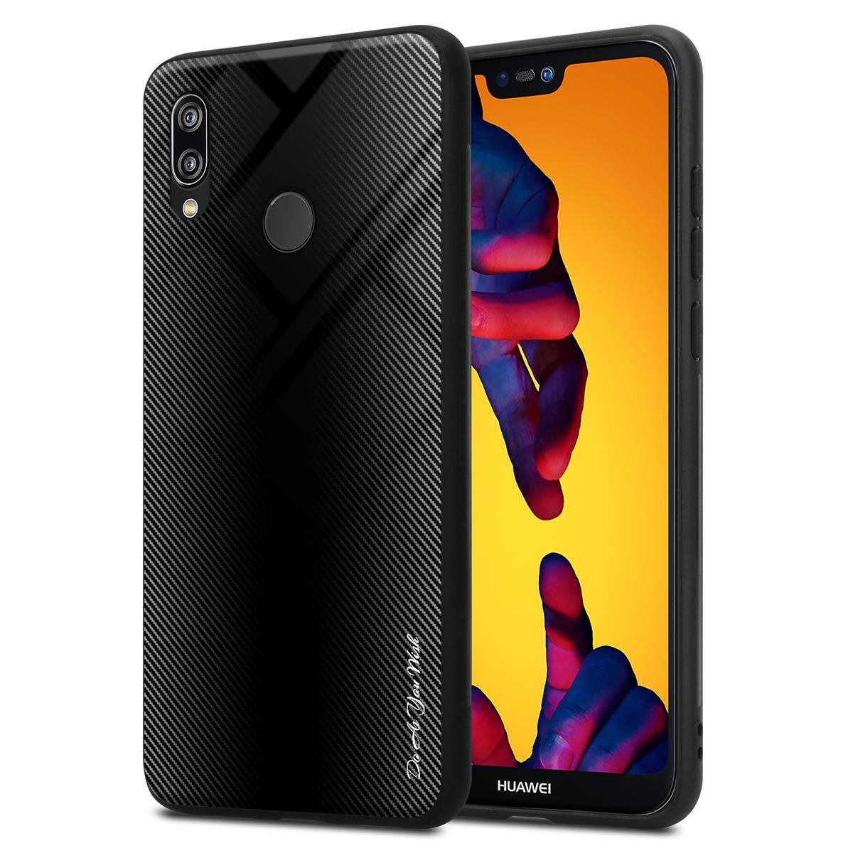 Etui Cadorabo do Huawei P20 LITE 2018 / NOVA 3E pokrowiec ochronny w kolorze czarnym etui na telefon komórkowy etui TPU etui szkło hartowane
