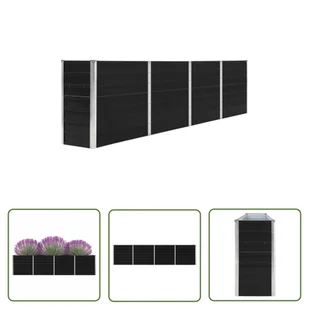 The Living Store Donica do podniesionej grządki - 320x40x77 cm - stal - antracytowa - Skrzynia Do Podniesionej Grządki - Donice - miniaturka - grafika 1