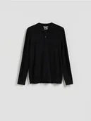 Swetry męskie - Reserved - Wiskozowy sweter polo - czarny - miniaturka - grafika 1