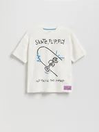 Koszulki dla chłopców - Reserved - T-shirt z nadrukiem - złamana biel - miniaturka - grafika 1