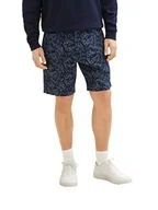 Spodenki damskie - TOM TAILOR Męskie Szorty bermudy 1035044, 31279 - Navy Tonal Big Leaf Design, 31 - miniaturka - grafika 1
