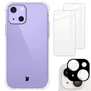 Bizon Etui + 2x szkło + obiektyw Case Clear iPhone 13 Mini przezroczyste - Etui i futerały do telefonów - miniaturka - grafika 1