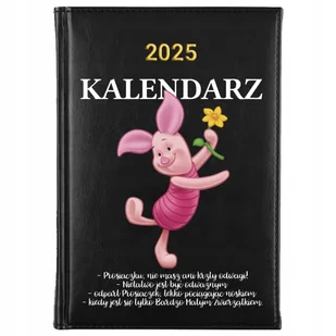 KALENDARZ CZARNY Planer A5 2025 Na Prezent Kubuś Puchatek PROSIACZEK Wzory - Kalendarze - miniaturka - grafika 1