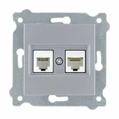 Gniazdka elektryczne - Gniazdo komputerowe kat.6 + gniazdo telefoniczne Srebrny 256/10E EXEN - miniaturka - grafika 1