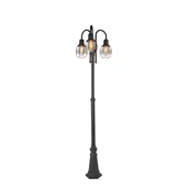 Lampy ogrodowe - QAZQA Rustykalna lampa zewnętrzna czarna IP44 3-źródła światła - Guardado - miniaturka - grafika 1
