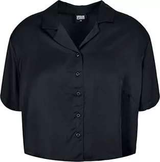 Koszule damskie - Urban Classics Damska koszula damska Viscose Satin Resort Shirt, krótki rękaw, damska koszula dostępna w 3 kolorach, rozmiary XS - 5XL, czarny, XL - grafika 1