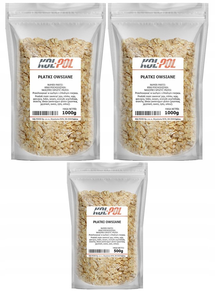 PŁATKI OWSIANE 2,5kg Naturalne śniadanie zdrowe dieta wysoka jakość Kol-Pol