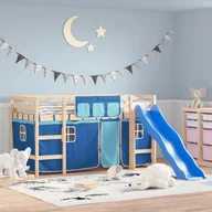 Łóżka dla dzieci i młodzieży - Dziecięce łóżko na antresoli, niebieskie zasłonki, 90x190 cm Lumarko! - miniaturka - grafika 1