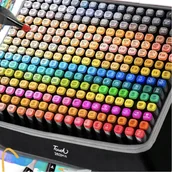 Flamastry - Markery alkoholowe 262 sztuk FLAMASTRY MAZAKI PISAKI DWUSTRONNE + TORBA PRO - miniaturka - grafika 1