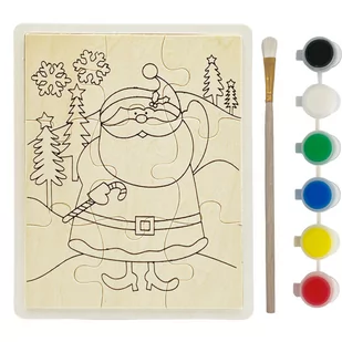 Świąteczne Puzzle Do Malowania Diy Drewniane Dla Dzieci Mikołaj - Zabawki kreatywne - miniaturka - grafika 1