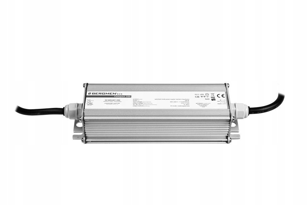 Zasilacz Led montażowy Bergmen Eco Compact 180W 12VDC 15A wodoodporny IP68