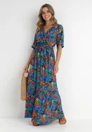 Sukienki - Niebiesko-Zielona Sukienka z Wiskozy Cliera - miniaturka - grafika 1