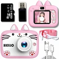 Aparaty Cyfrowe - ZeeTech Aparat Cyfrowy Fotograficzny Dla Dzieci Kamera Zabawka Kotek różowy Gry 40Mpx + Karta 32Gb - miniaturka - grafika 1