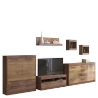 Inne meble do salonu - Meblościanka 6 Maximus MebloCross Sonoma Jasna / Biały Połysk - miniaturka - grafika 1