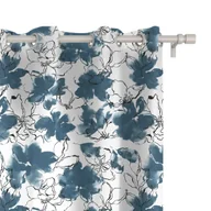 Zasłony - Zasłona FLORAL wzór F33 | niebieskie akwarelowe kwiaty 150 x 160 cm tkanina zaciemniająca - miniaturka - grafika 1
