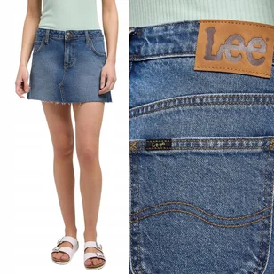Lee MINI SKIRT Facets Of Blue JEANSOWA MINI SPÓDNICZKA BLUE DżINS W28 - Spódnice - miniaturka - grafika 1