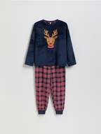 Skarpetki dla dzieci - Reserved - Świąteczna piżama z reniferem - granatowy - miniaturka - grafika 1
