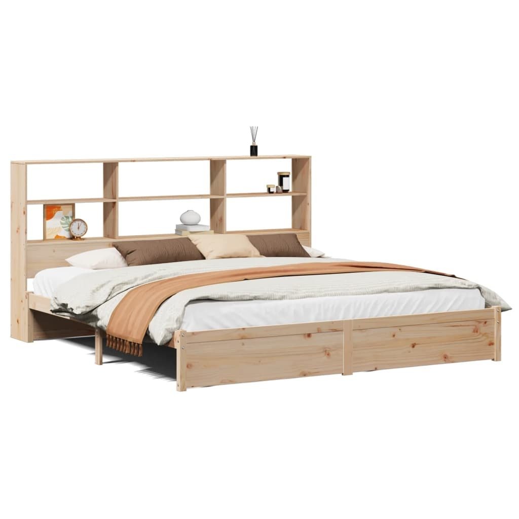 vidaXL Łóżko z litego drewna z półką bez materaca 200x200 cm sosna