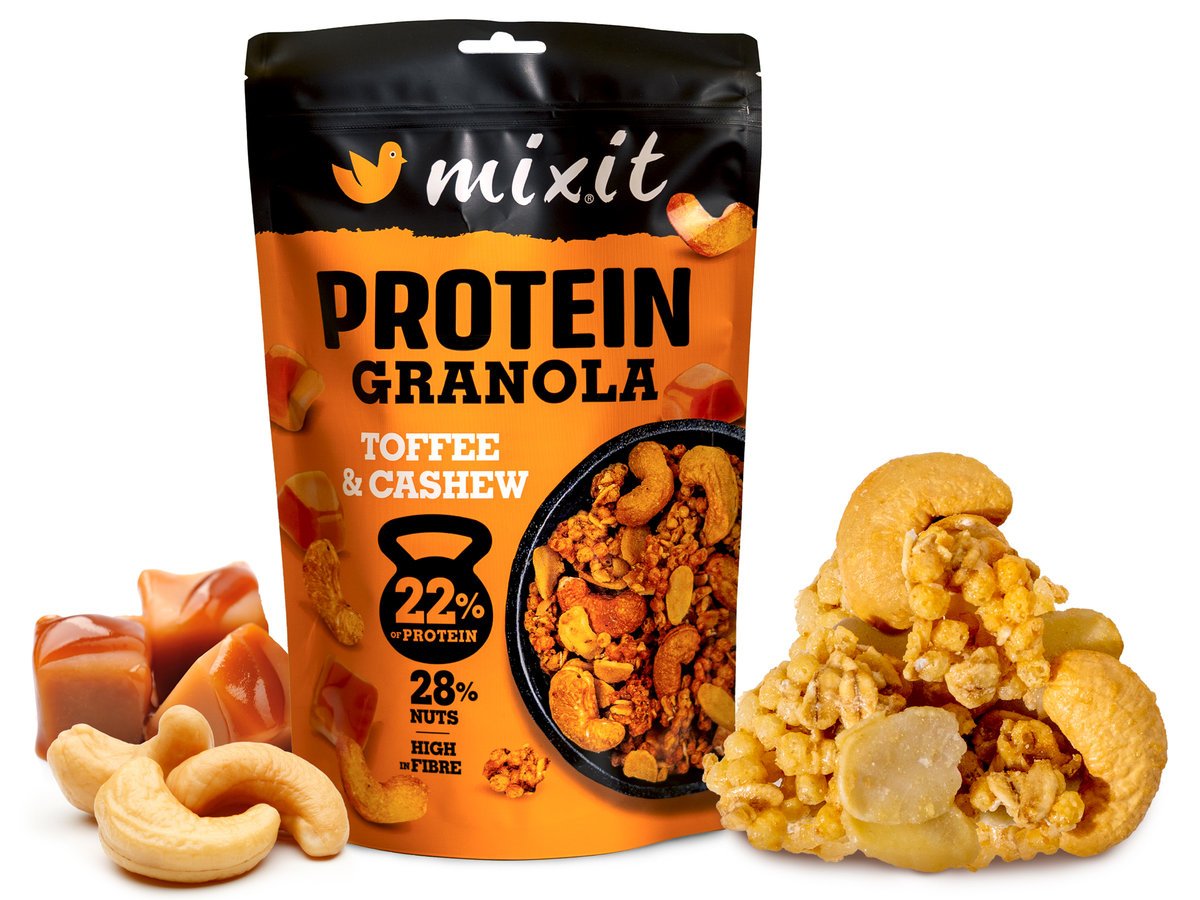 Mixit Proteinowa granola z karmelizowanym cukrem (toffee) i orzechami, 350g