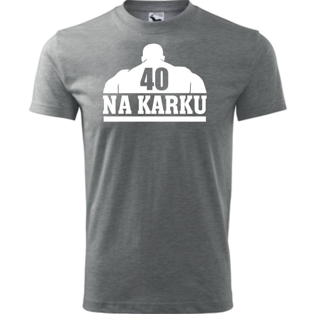 Męska Koszulka z Nadrukiem 40 na karku na Prezent Urodzinowy dla Niego ciemnoszary melanż S