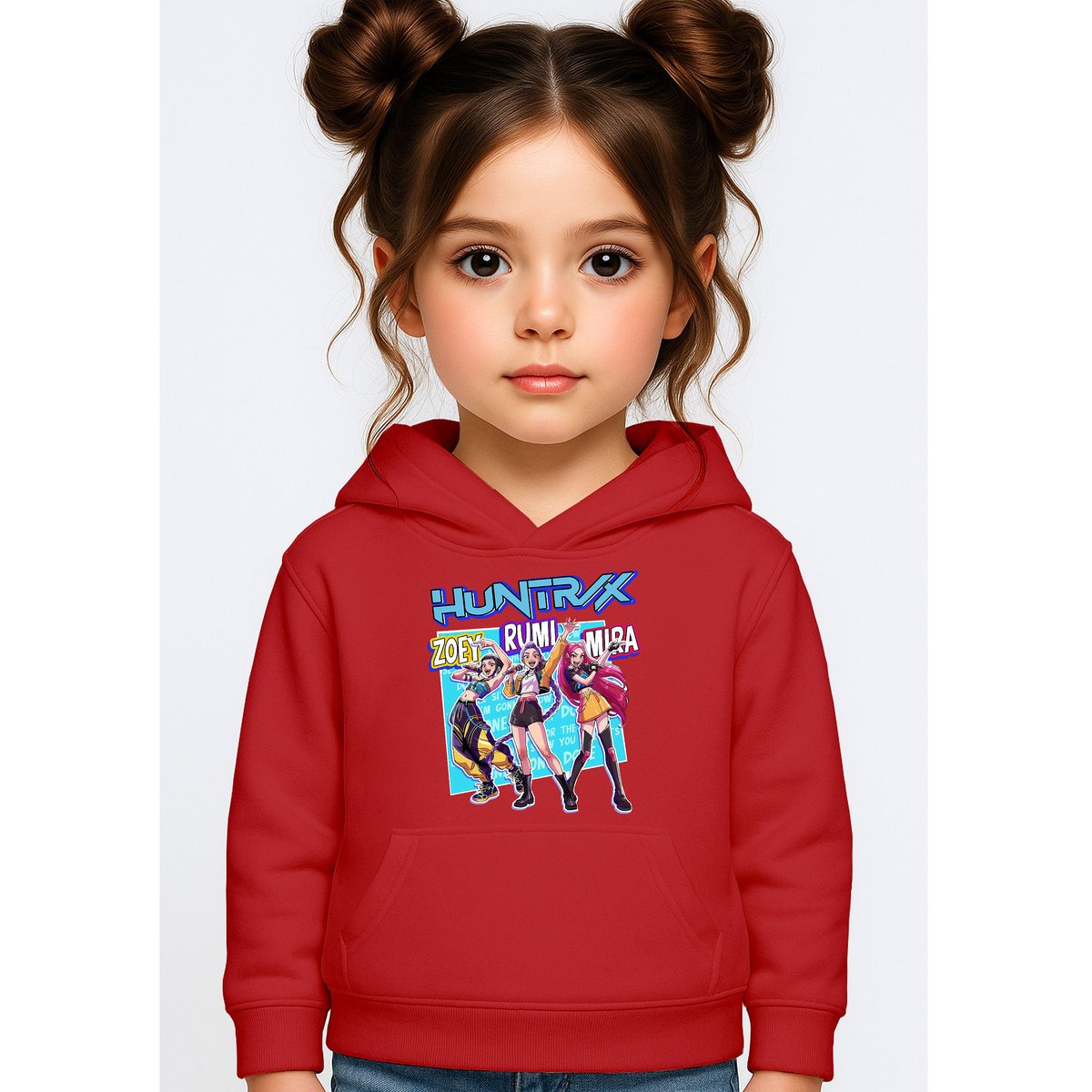 BLUZA DZIECIĘCA K-POPOWE ŁOWCZYNIE DEMONÓW HUNTRIX 134-140 Z KAPTUREM