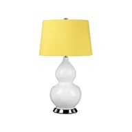 Lampy stojące - Lampa stołowa ceramiczna biała z żółtym abażurem Isla E27 60W Elstead - miniaturka - grafika 1
