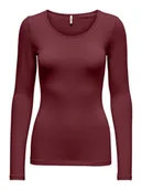 Bluzki damskie - ONLY Bluzka Live Love 15204712 Bordowy Stretch Fit - miniaturka - grafika 1