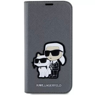 Karl Lagerfeld KLBKP14SSANKCPG iPhone 14 6.1" bookcase srebrny/silver Saffiano Karl & Choupette - Etui i futerały do telefonów - miniaturka - grafika 3