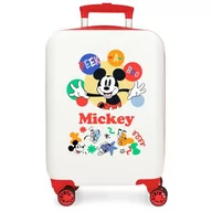 Walizki - Joumma Disney Mickey Peek a Boo Walizka kabinowa biała 33 x 50 x 20 cm sztywne zapięcie szyfrowe ABS z boku 28,4 l 2 kg 4 koła podwójny bagaż ręczny, biała, walizka kabinowa - miniaturka - grafika 1
