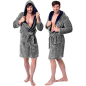 Szlafroki damskie - Tutumi Szlafrok Jordan Grey Navy MEN - miniaturka - grafika 1