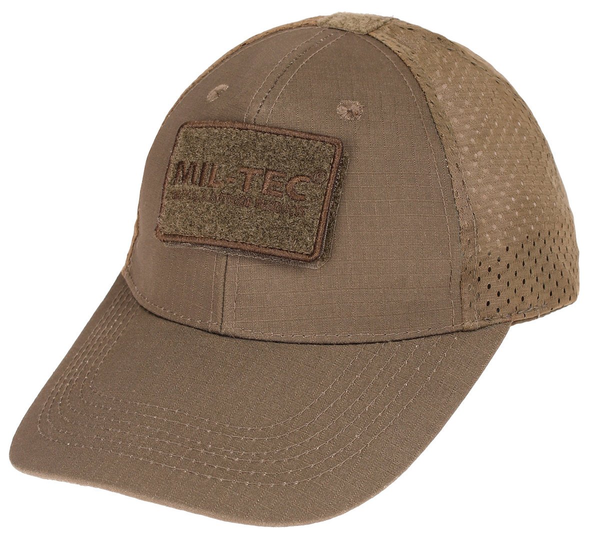 Mil-Tec Letnia Czapka Z Daszkiem Bejsbolówka Przewiewna Z Siatką Velcro Brązowa
