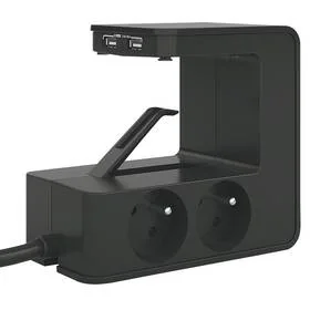 Przedłużacz klip 4x2P+Z +2USB Czarny 1,5m - Listwy zasilające - miniaturka - grafika 3