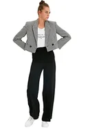 Spodnie damskie - TRENDYOL Damskie spodnie ze średnim stanem Wide Leg Wide Leg, czarny, 36 - miniaturka - grafika 1