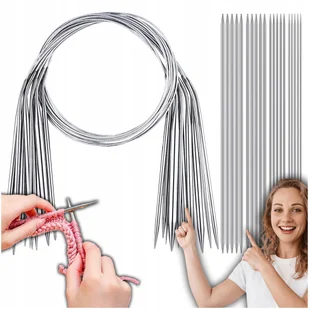 Metalowe Druty Na Żyłce Zestaw Do Robienia Na Drutach Dziergania 32 El. - Pasmanteria - miniaturka - grafika 1