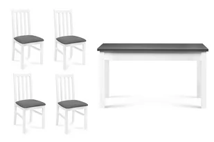 Zestaw Stół i Krzesła KONSIMO Quatus, Cenare, szaro-biały, 43x94x40 cm, 4 szt. - Stoły z krzesłami - miniaturka - grafika 1