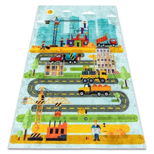 Dywan do prania JUNIOR 52105.801 Plac budowy, uliczki dla dzieci, antypoślizgowy - niebieski, 120x170 cm - Dywany dla dzieci - miniaturka - grafika 1