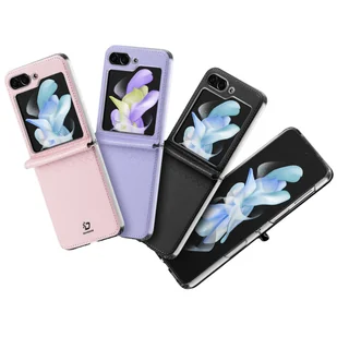 Skórzane etui Samsung Galaxy Z Flip5 5G z klapką portfel pokrowiec na tył Dux Ducis Bril - fioletowe - Portfele - miniaturka - grafika 4