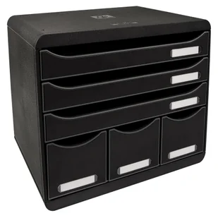 Organizer na biurko Maxi z 6 szufladami, czarny z połyskiem - Niszczarki - miniaturka - grafika 1