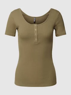 Koszulki i topy damskie - T-shirt z listwą guzikową model ‘KITTE’ - grafika 1