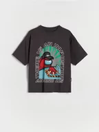Koszulki dla chłopców - Reserved - T-shirt oversize Among Us - ciemnoszary - miniaturka - grafika 1