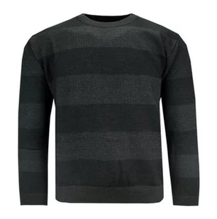 Sweter Grafitowy w Paski, Okrągły Dekolt (U-neck) -KINGS- Męski - Kings - Swetry męskie - miniaturka - grafika 1
