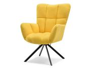 Fotele - Żółty Fotel Pikowany Obrotowy Kira Na Czarnych Nogach Metalowych - miniaturka - grafika 1