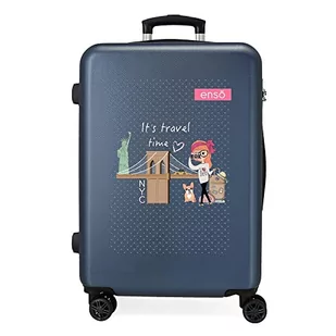 Enso Walizka podróżna Travel Time, średnia, niebieska, 46 x 65 x 23 cm, twardy plastik, boczne zamknięcie łączone, 56 l, 3 kg, 4 kółka - Walizki - miniaturka - grafika 1