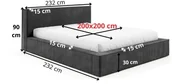 Łóżka - Łóżko FILO 200x200 stelaż metalowy , POJEMNIK, szerokie boki, Sztruks poso 115 - miniaturka - grafika 1